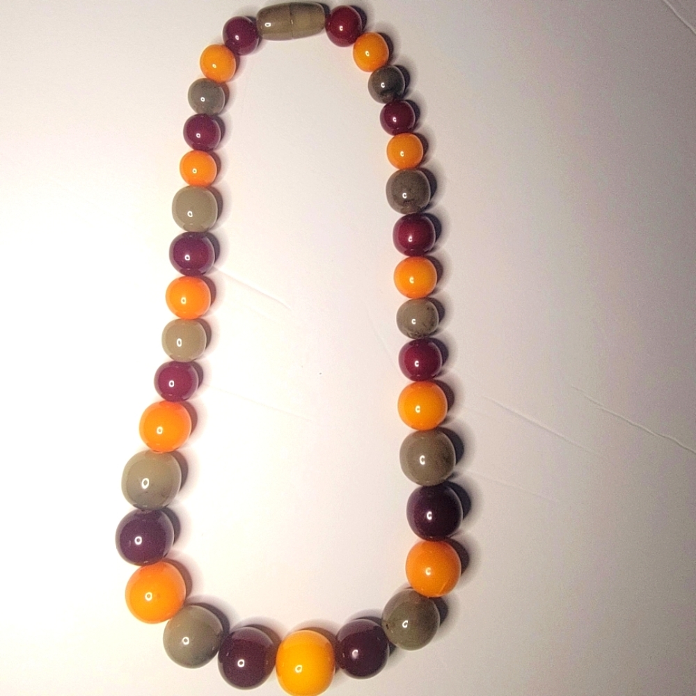 Multi-colored baltic amber necklace.